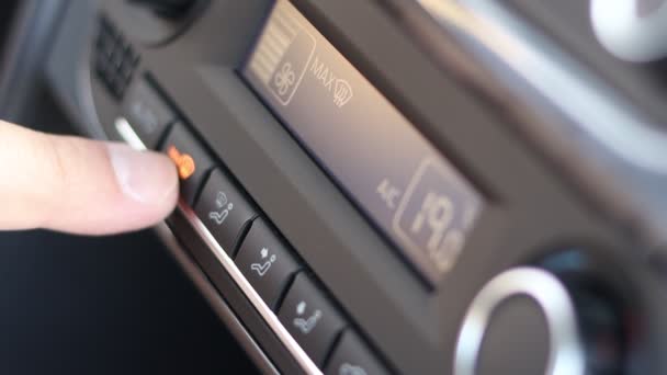 Hand Adjusts Air Conditioner Control Buttons Car — Stock Video