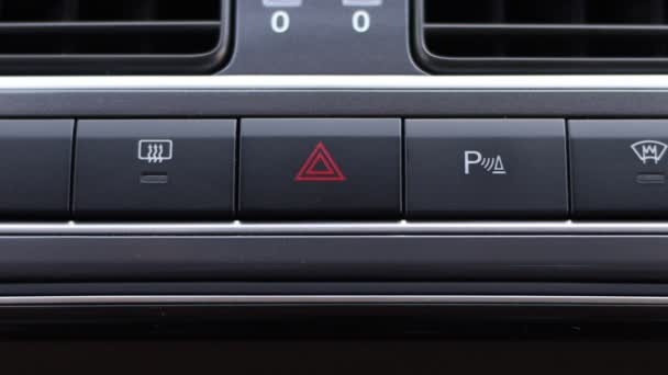 Emergency Button Flashes Car Dashboard — Stock Video