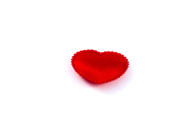 Little fabric red heart on a white background — Stock Photo, Image