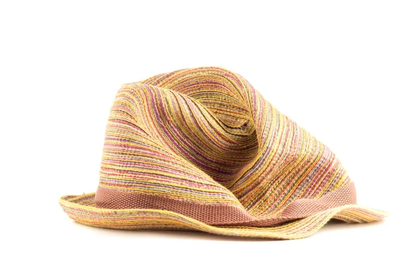 Colored straw hat on a white background — Stock Photo, Image