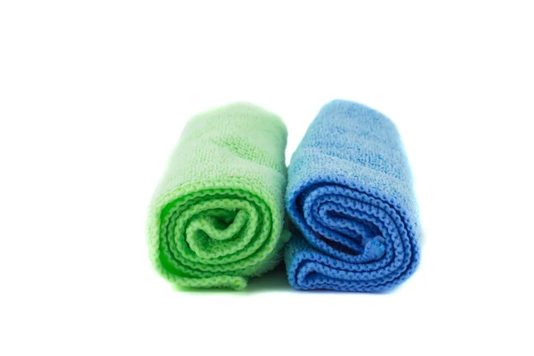 A roll of green and blue towels — Stock Photo, Image