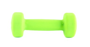 El ile yatay yeşil dumbbell izole