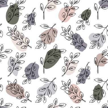 Moda renklerinde şekilleri ve renk lekeleri olan modern soyut, pürüzsüz vektör deseni.