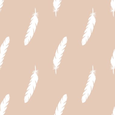 Pembe arka planda beyaz tüyler pürüzsüz desen.