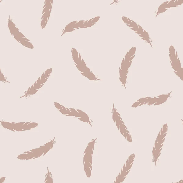 Plumas rosadas patrón sin costuras sobre fondo rosa. — Vector de stock