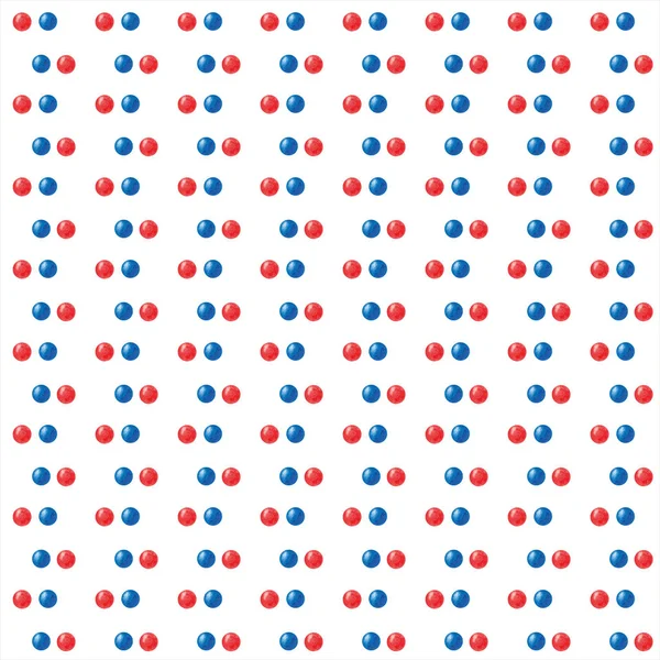 Patrón sin costura acuarela dibujado a mano sobre fondo blanco con bolas de color rojo y azul, esferas. — Foto de Stock