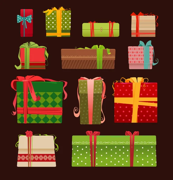 Conjunto de caixas de presente de Natal — Vetor de Stock
