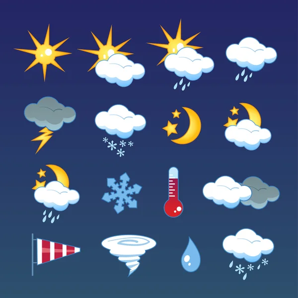 Conjunto de ícone meteorológico — Vetor de Stock