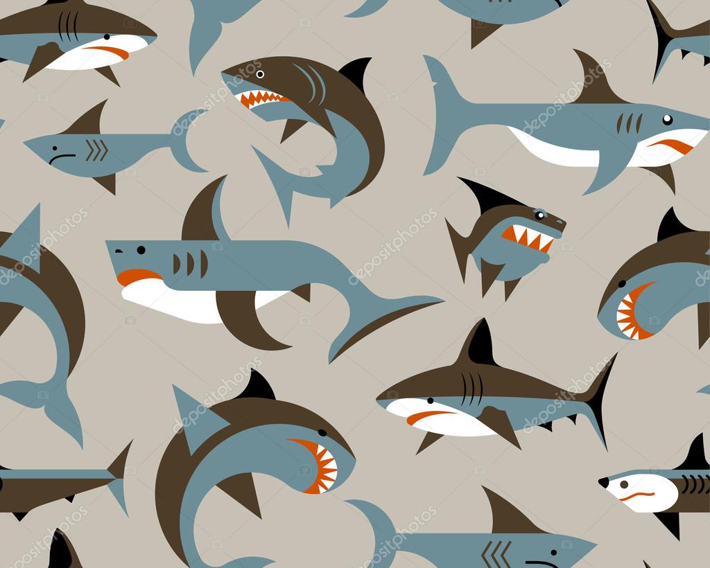 Vector seamless pattern with sharks