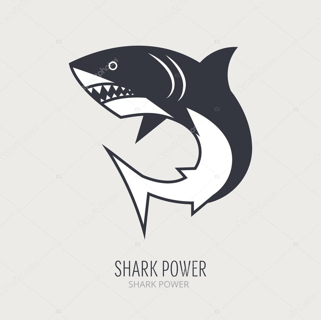 Line style logotype with shark