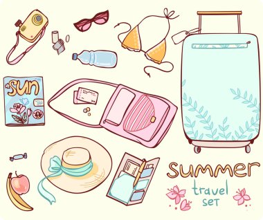 Bir plaj tatil için set öğeler