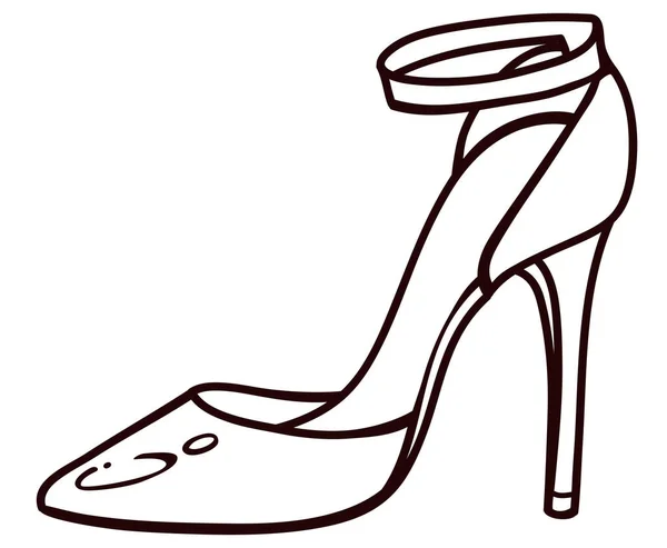 Rysunek zarysu wektora kobiecego buta na wysokim obcasie — Wektor stockowy