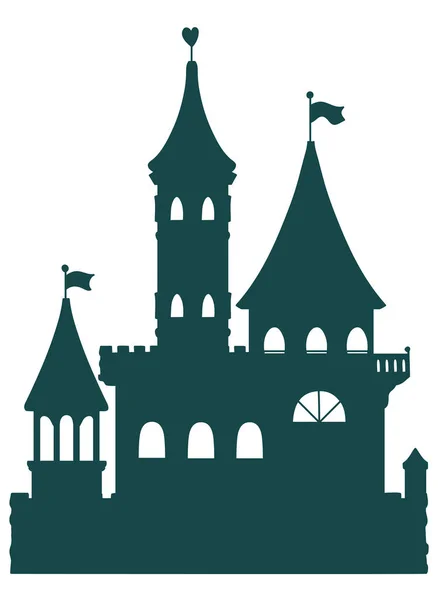 Vector de dibujos animados silueta cuento de hadas castillo con torre — Vector de stock