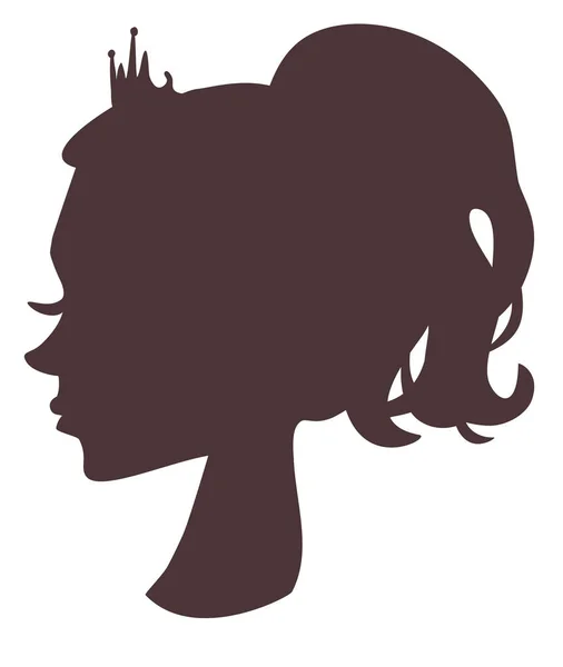 Wektorowa sylwetka młodej dziewczyny w diademie z elegancką fryzurą — Wektor stockowy