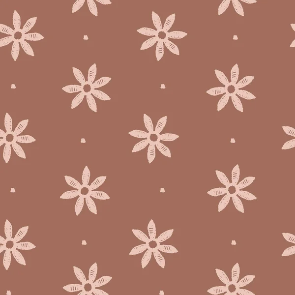 Patrón simple sin costuras vector en colores beige con flores de bordado estilizadas — Archivo Imágenes Vectoriales