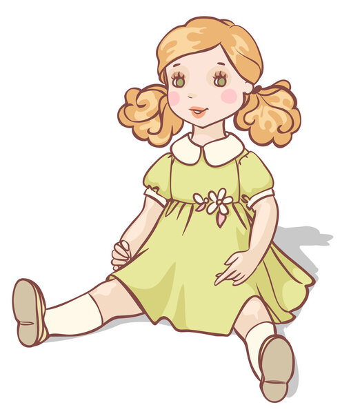 cartoon doll in a green dress
