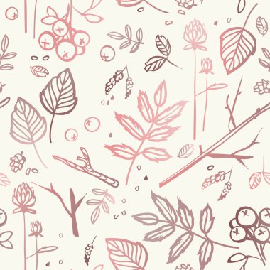 yapraklar, dallar, çilek, diken diken, tohum ile Seamless Modeli