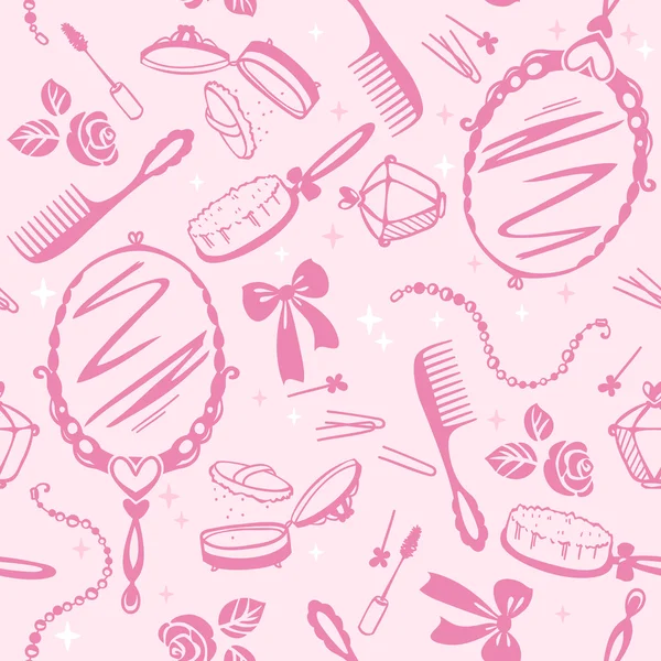 Motif sans couture avec accessoires pour la beauté — Image vectorielle