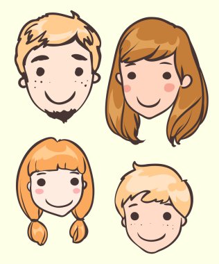 Set of heads of family members