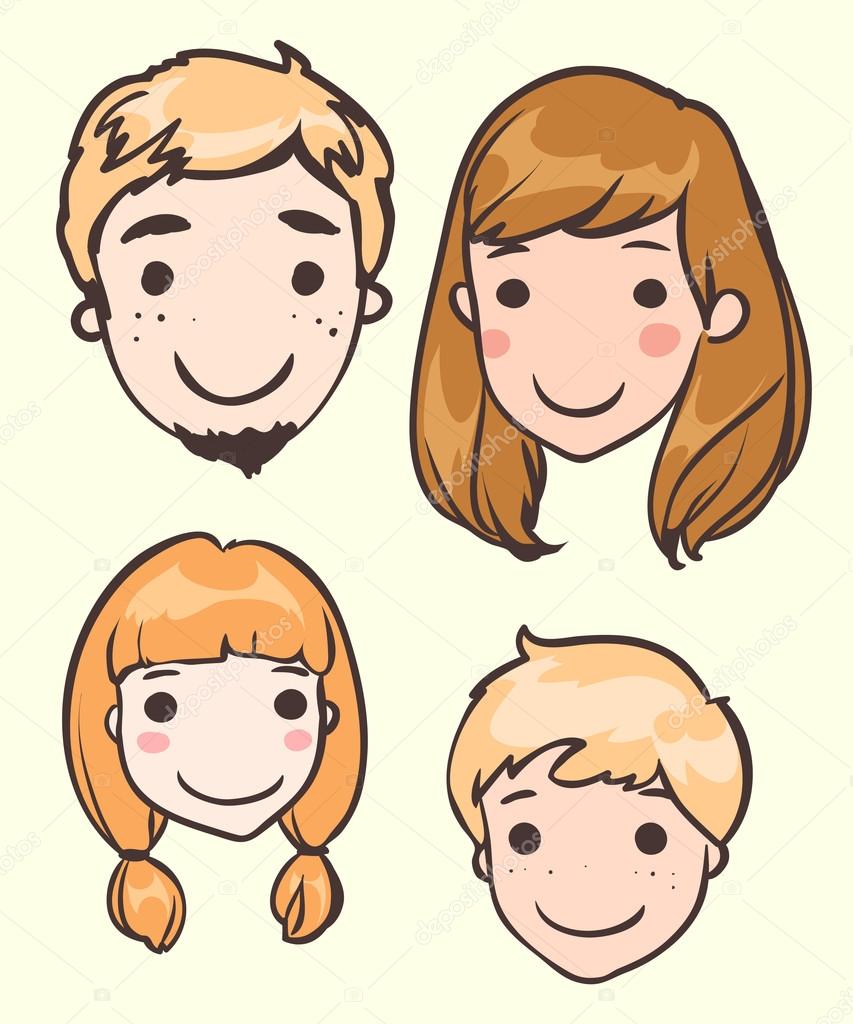 Set of heads of family members
