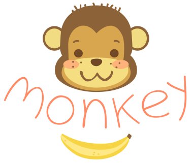 baş karikatür maymun ve muz