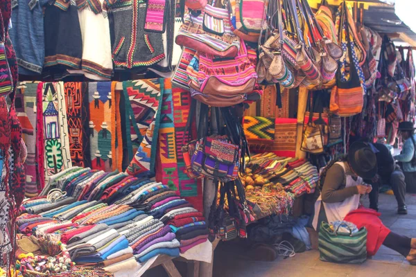 Vue Sur Marché Traditionnel Bolivien Coloré Plein Produits Traditionnels Artisanaux — Photo