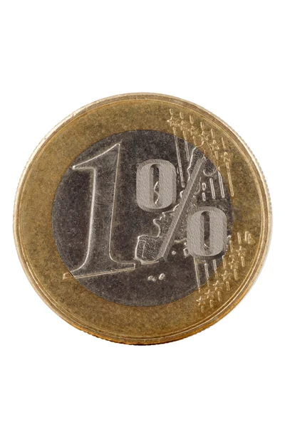 One euro coin and symbol percent. Clipping path — Stock Photo, Image