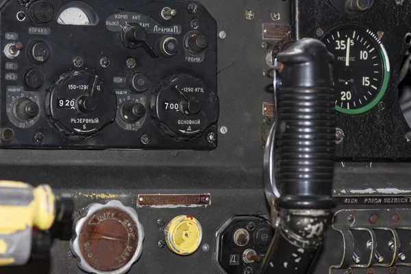 Bialystok, Polônia, 12 de junho de 2016: Joystick., cockpit closeup de avião — Fotografia de Stock