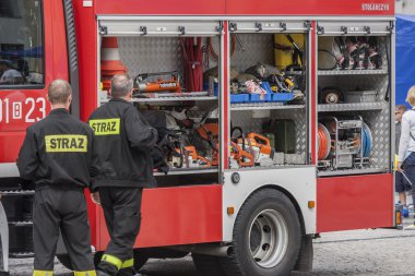 Bialystok, Polonya - 12 Temmuz 2016: Araç Yangın söndürme