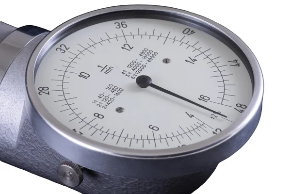 Tachometer, old RPM counter showing zero, clipping path — Stock Photo, Image