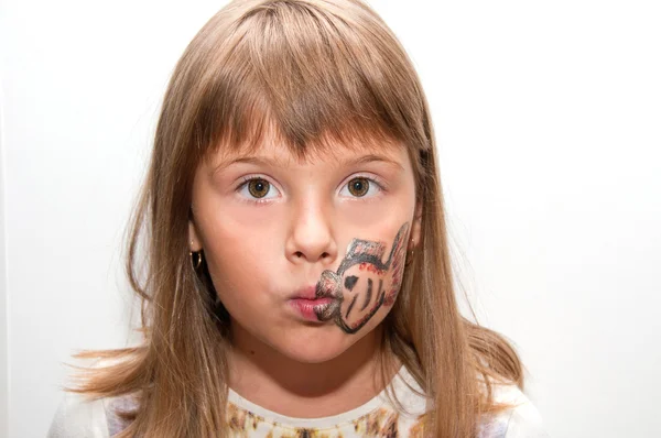 Menina com rosto pintado — Fotografia de Stock