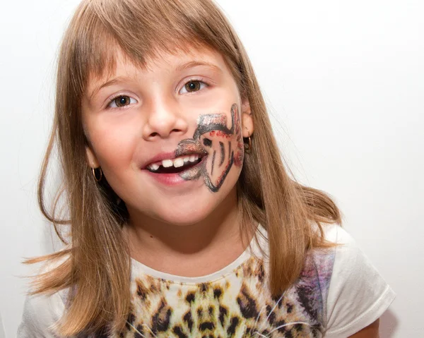 Girl with painted face — Stock Photo, Image