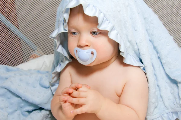 Baby boy with soother — Stock Photo, Image