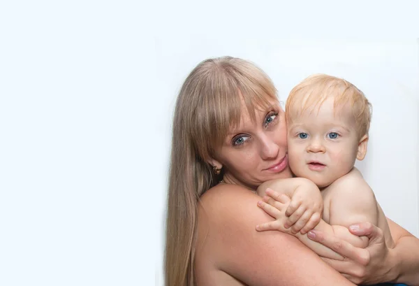 Blond woman and her son — Stock Photo, Image