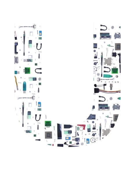 Litery alfabetu z elektronika części — Zdjęcie stockowe