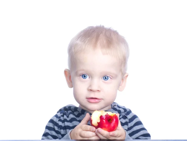 Beautiful little boy with blond hair and blue eyes — Stock Photo, Image