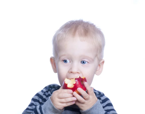 Beautiful little boy with blond hair and blue eyes — Stock Photo, Image