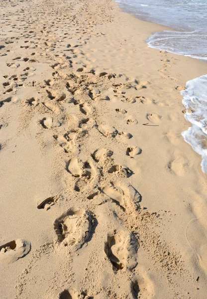 Huellas humanas en una playa — Foto de Stock