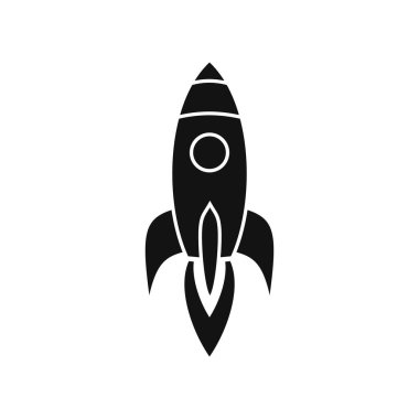 Roket simgesi beyaz arkaplanda izole edildi. Vektör illüstrasyonu
