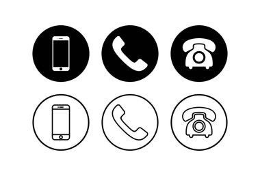 Telefon simgeleri ayarlandı. Telefon simgesi vektörü. Cep telefonu ve telefon sembolü paketi. Cep telefonu. Telefon ikonu. Cep Telefonu