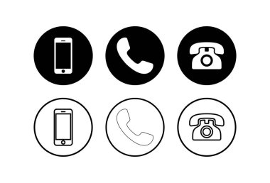 Telefon simgeleri ayarlandı. Telefon simgesi vektörü. Cep telefonu ve telefon sembolü paketi. Cep telefonu. Telefon ikonu. Cep Telefonu