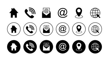 Web simgesi seti. Kartvizit iletişim bilgileri simgeleri. Bizimle bağlantı simgesi seti