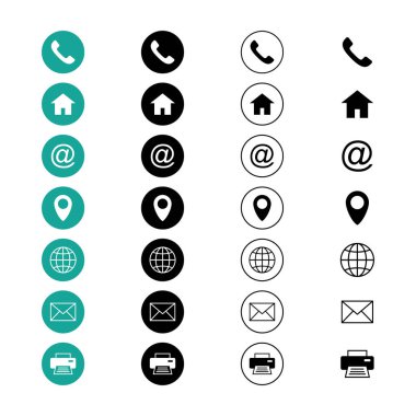 Web simgesi seti. Kartvizit iletişim bilgisi simgesi. Bizimle bağlantı simgesi seti
