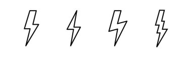 Şimşek simgeleri ayarlandı. Kilit simgesi vektörü. Enerji ve gök gürültüsü elektrik simgesi