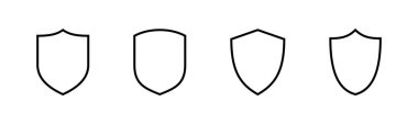 Kalkan vektör simgeleri ayarlandı. Koruma ikonu vektörü. Güvenlik vektör simgesi