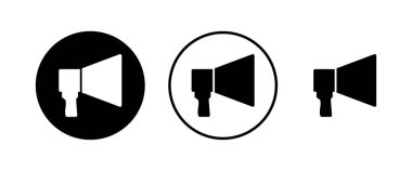 Megafon simgeleri ayarlandı. Hoparlör ikon vektörü. Cilt simgesi