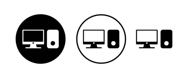 Ensemble Icônes Informatiques Vecteur Icône Icône Moniteur Ordinateur Symbole Plat — Image vectorielle