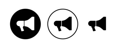 Megafon simgeleri ayarlandı. Hoparlör ikon vektörü. Cilt simgesi