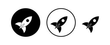 Roket vektör simgeleri ayarlandı. Kavram Simgesini Başlat. Başlangıç simgesi