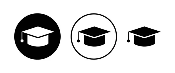 Bildungssymbole Setzen Vektor Mützen Ikone Abschluss Studenten Obergrenze — Stockvektor